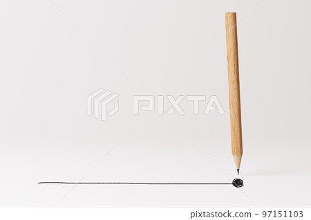 Black colour pencil with outline to end point on white paper background. Creativity inspiration ideas concept. copy space Black colour pencil with outline to end point on white paper background. Creativity inspiration ideas concept. copy space 97151103