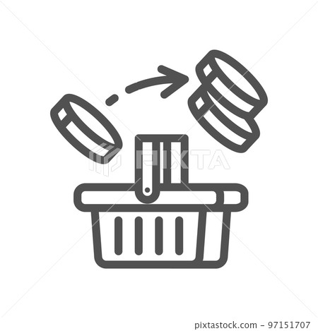 Inflation line icon. Devaluation of savings. Long-term increase in the general level of prices. Financial interest symbol. Quality design element. Linear style inflation icon. Vector illustration. 97151707