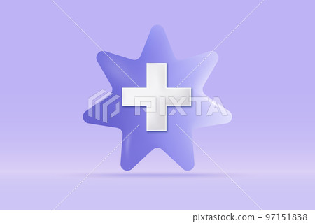 3d Medical emergency plus sign icon Isolated on light blue background. Realistic star sign first aid and health care concept 3d vector rendering illustration. 3d Medical emergency plus sign icon Isolated on light blue background. Realistic star sign first aid and health care concept 3d vector rendering illustration. 97151838
