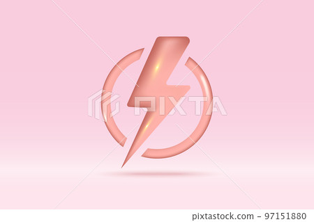 3d thunder bolt flash lightning symbol Isolated on pink background. Realistic volt, danger, lightning sign 3d vector rendering illustration. 3d thunder bolt flash lightning symbol Isolated on pink background. Realistic volt, danger, lightning sign 3d vector rendering illustration. 97151880