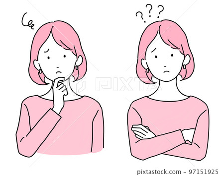 擺出麻煩姿勢/麻煩姿勢的女人的插圖 擺出麻煩姿勢/麻煩姿勢的女人的插圖 97151925