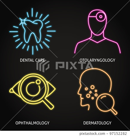 Medical specializations neon icon set 97152282