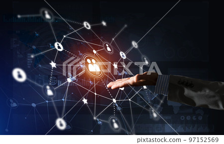 Presenting modern wireless technologies as means of communucation and networking on dark background Presenting modern wireless technologies as means of communucation and networking on dark background 97152569