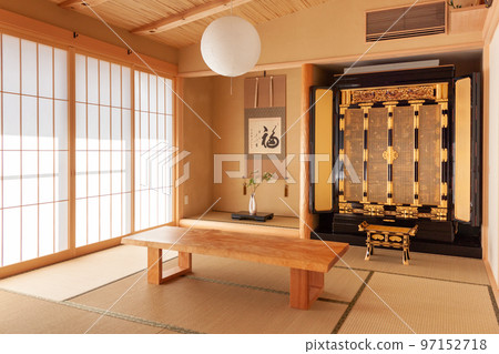 A Japanese-style room with a Buddhist altar and alcove 97152718
