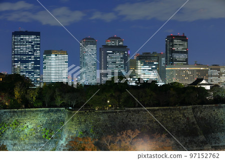 [Osaka Prefecture] Night view of Osaka Business Park and Osaka Castle Park 97152762