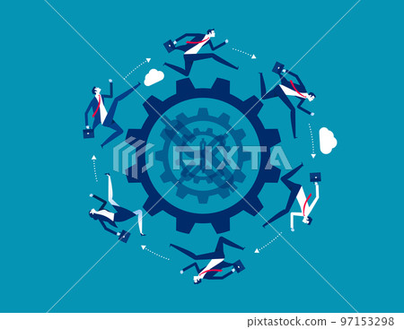 Worker running around business. Business motivation profit vector illustration Worker running around business. Business motivation profit vector illustration 97153298