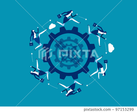 Worker running around business. Business motivation profit vector illustration Worker running around business. Business motivation profit vector illustration 97153299