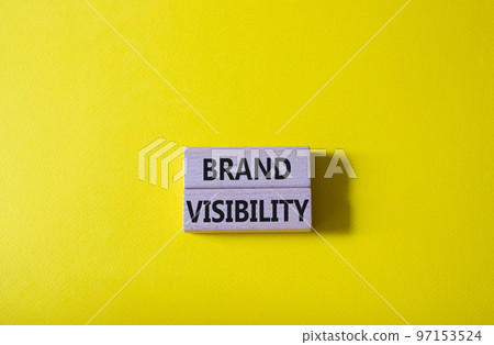 Brand visibility symbol. Wooden blocks with words Brand visibility. Beautiful yellow background. Business and Brand visibility concept. Copy space. Brand visibility symbol. Wooden blocks with words Brand visibility. Beautiful yellow background. Business and Brand visibility concept. Copy space. 97153524