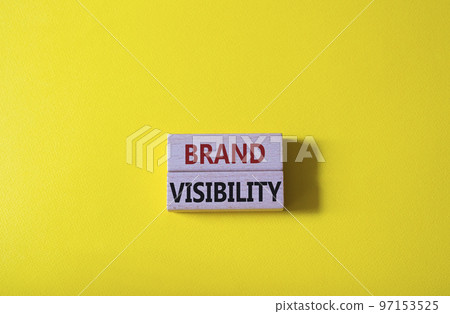 Brand visibility symbol. Wooden blocks with words Brand visibility. Beautiful yellow background. Business and Brand visibility concept. Copy space. Brand visibility symbol. Wooden blocks with words Brand visibility. Beautiful yellow background. Business and Brand visibility concept. Copy space. 97153525