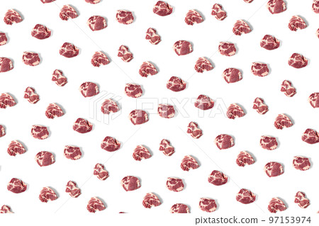 background with raw pork meat slices on white background, raw food background, not pattern modern creative, flatlay background with raw pork meat slices on white background, raw food background, not pattern modern creative, flatlay 97153974