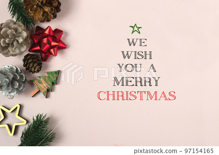 christmas background with inspirational text on concept image. greeting card for happy holidays. Christmas wishes in the form of a tree 97154165