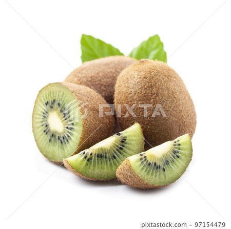 Sweet kiwi fruits on white backgrounds. 97154479