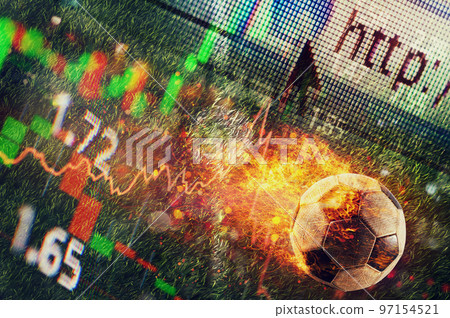 Fiery soccerball and bet concept with analysis and statistics Fiery soccerball and bet concept with analysis and statistics 97154521