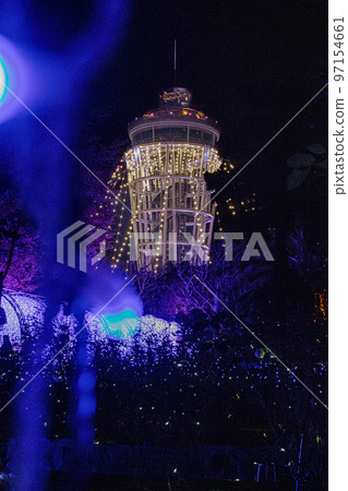 A tower in the blue glow A tower in the blue glow 97154661