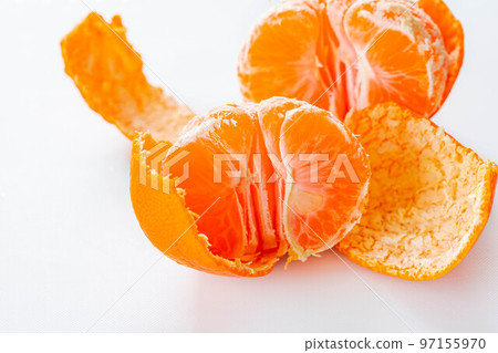 Mandarin orange peeled on white background 97155970