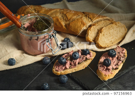sandwiches with pate and blueberries sandwiches with pate and blueberries 97156963