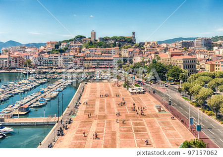 Aerial view over the Old Harbor, Cannes, Cote d'Azur, France 97157062