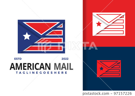 American Mail Flag Logo Design Vector Illustration Template 97157226