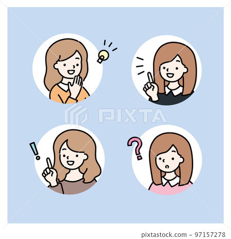 FAQ female simple icon set - Stock Illustration [97157278] - PIXTA