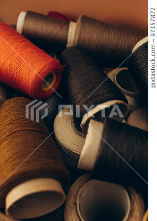 Composition of colorful vibrant wool threads from above. Composition of colorful vibrant wool threads from above. 97157872