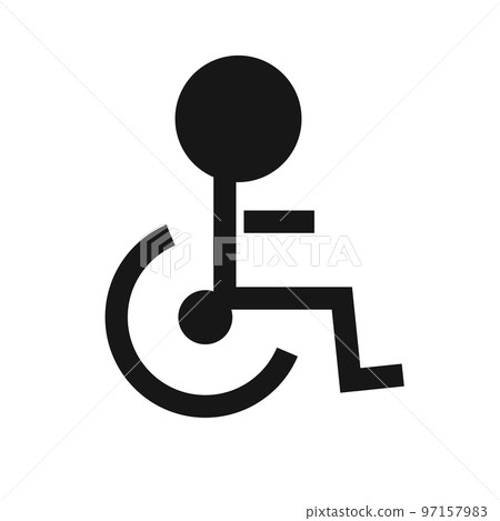 輪椅和人物剪影圖標。輪椅停車場。向量。 97157983