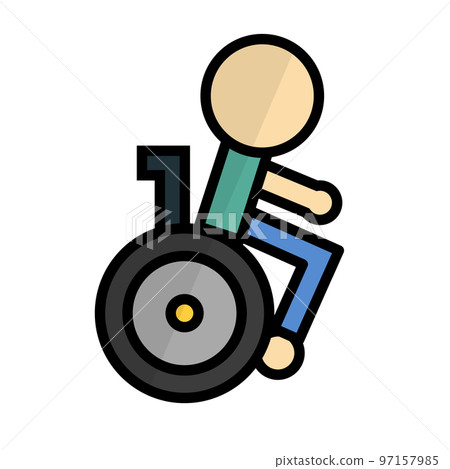 Wheelchair and person icon in flat design. Disabled person icon. vector. 97157985