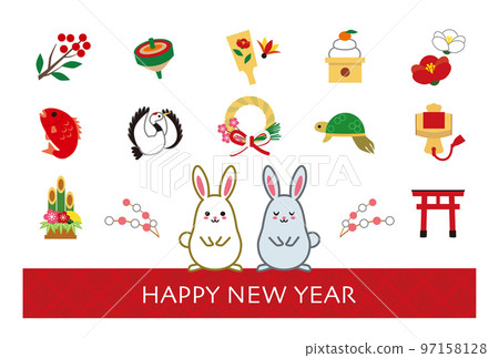 2023 Year of the Rabbit New Year's card material 2023 Year of the Rabbit New Year's card material 97158128