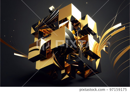 abstract golden background on black art deco style 3D illustration geometric elements and expensive abstract golden background on black art deco style 3D illustration geometric elements and expensive 97159175