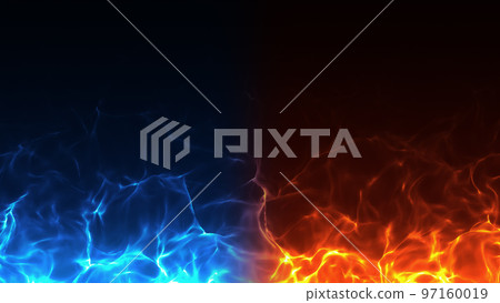火焰效果素材 |藍色和紅色的衝突火焰背景CG 火焰效果素材 |藍色和紅色的衝突火焰背景CG 97160019