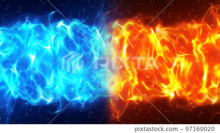 火焰效果素材 |藍色和紅色的衝突火焰背景CG 97160020