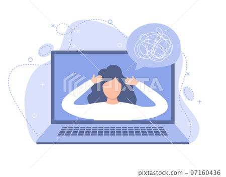 Female character depression, stress. Online consultation with a doctor or treatment via video call 97160436