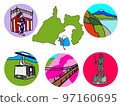 靜岡縣旅遊景點的可愛圖標集 97160695