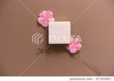 Top view mockup of a handmade organic soap for skincare and natural eco friendly cleansing 97160907