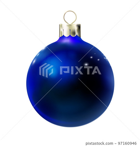Christmas ball dark blue color, glossy mockup realistic 3d bauble isolated on white background. Toy Merry xmas and New year design element, colorful png. Christmas ball dark blue color, glossy mockup realistic 3d bauble isolated on white background. Toy Merry xmas and New year design element, colorful png. 97160946