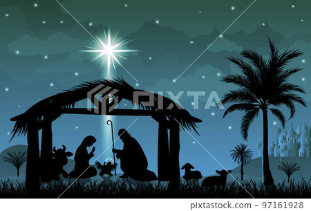 Nativity Scene with the Star of Bethlehem 97161928