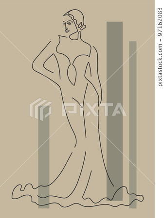 Minimalist illustration with linear model body. 97162083