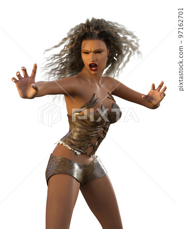 3D Warrior wild girl 97162701