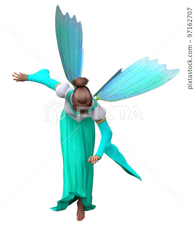 3D Fairy in teal white dress 3D Fairy in teal white dress 97162707