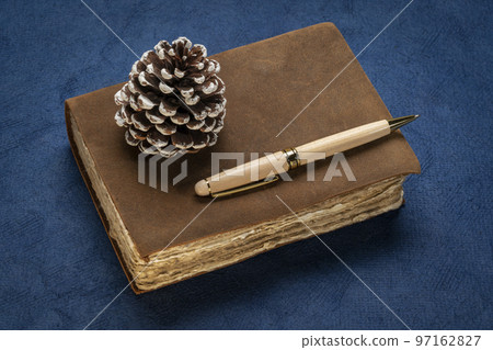 retro leather-bound journal with a frosty cone 97162827