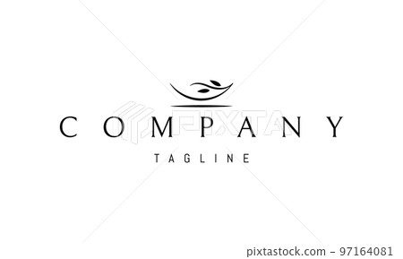 Vector logo on which an abstract image of a tree branch with a leaf in the form of a plate. 97164081