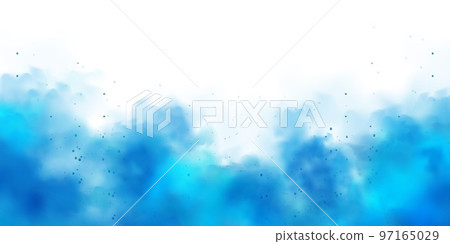Blue colorful smoke clouds isolated on white background, realistic mist effect, fog. Vapor in the air, steam flow. Vector illustration 97165029