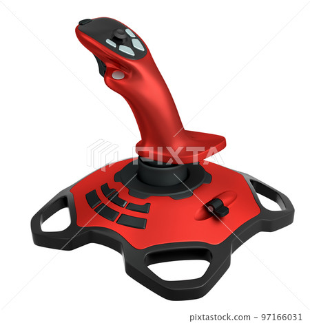 Realistic joystick for flight simulator isolated on white background 97166031