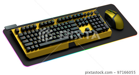Computer keyboard and mouse on professional pad isolated on white background. Computer keyboard and mouse on professional pad isolated on white background. 97166055