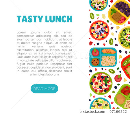Tasty Fruit Food for Breakfast Design with Meal Served on Tray Top View Vector Template 97166222