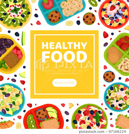 Tasty Fruit Food for Breakfast Design with Meal Served on Tray Top View Vector Template Tasty Fruit Food for Breakfast Design with Meal Served on Tray Top View Vector Template 97166224