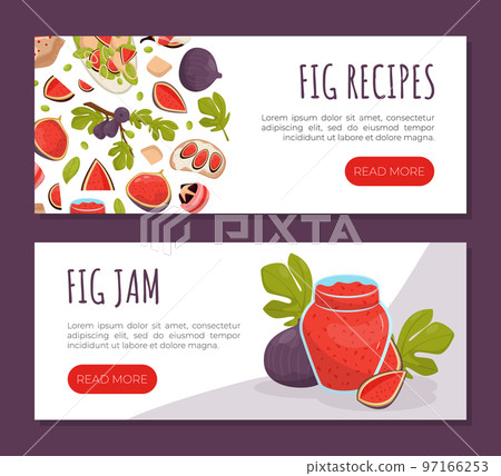 Fig Food Recipe Card Design with Ripe Fruit with Purple Skin Vector Template Fig Food Recipe Card Design with Ripe Fruit with Purple Skin Vector Template 97166253