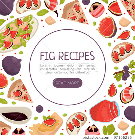 Fig Food Banner Design with Ripe Fruit with Purple Skin Vector Template Fig Food Banner Design with Ripe Fruit with Purple Skin Vector Template 97166256