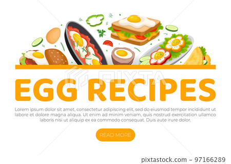 Tasty Egg Food Design with Boiled and Scrambled Egg Served on Plate Vector Template Tasty Egg Food Design with Boiled and Scrambled Egg Served on Plate Vector Template 97166289