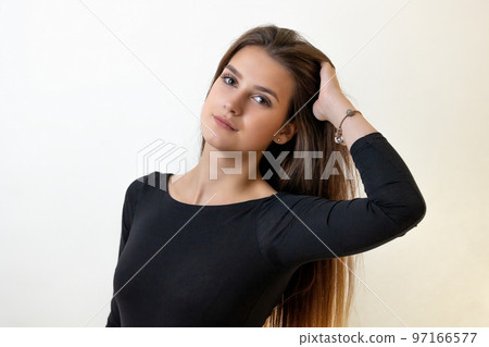 Portrait of attractive long haired girl. 97166577