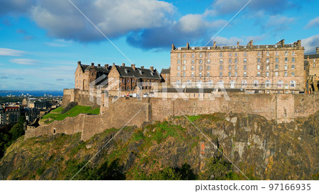 Edinburgh Castle on a sunny day - aerial view Edinburgh Castle on a sunny day - aerial view 97166935